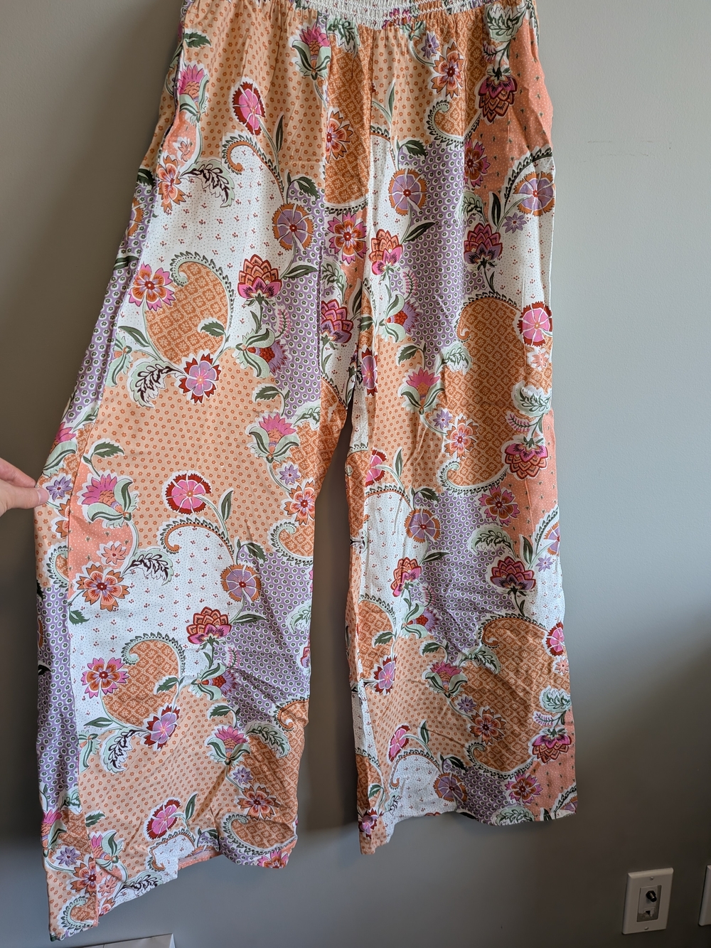 Patrons of Peace Wide Leg Pants - Peach, White, Lavender, Pink, Green Floral